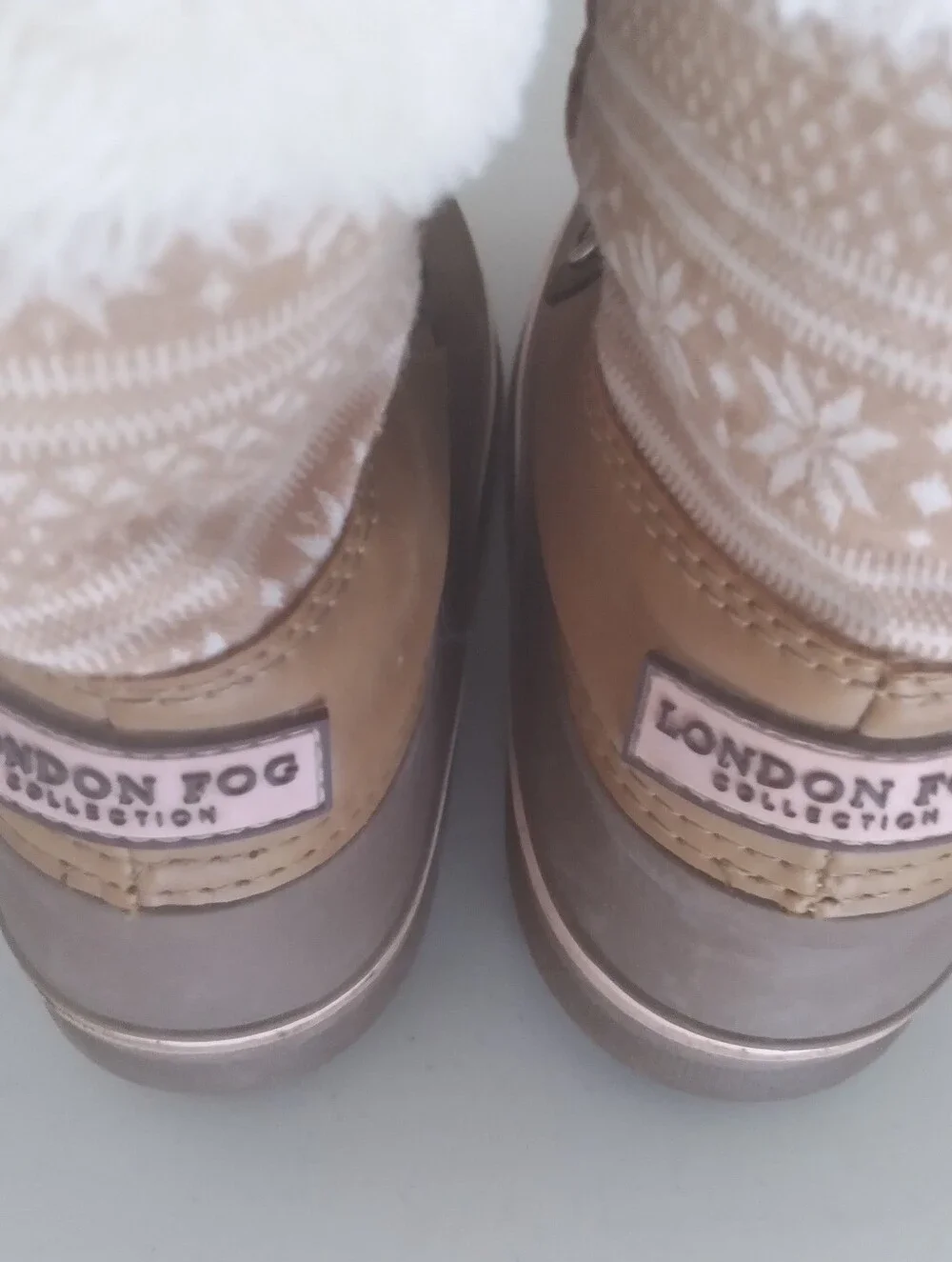 London Fog Brown and Pink Faux-Fur Winter Lace-Up Boots